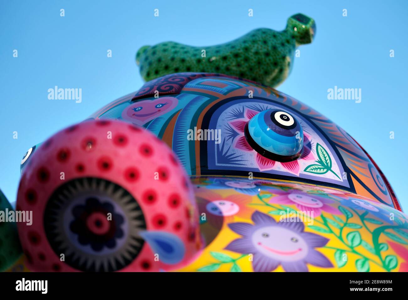 Valencia, Spain - Dec 22, 2020: Close up detail of “Hung Galaxy” animal sculpture. Exhibition in Arts and Sciences City of Taiwanese artist works Hung Stock Photo
