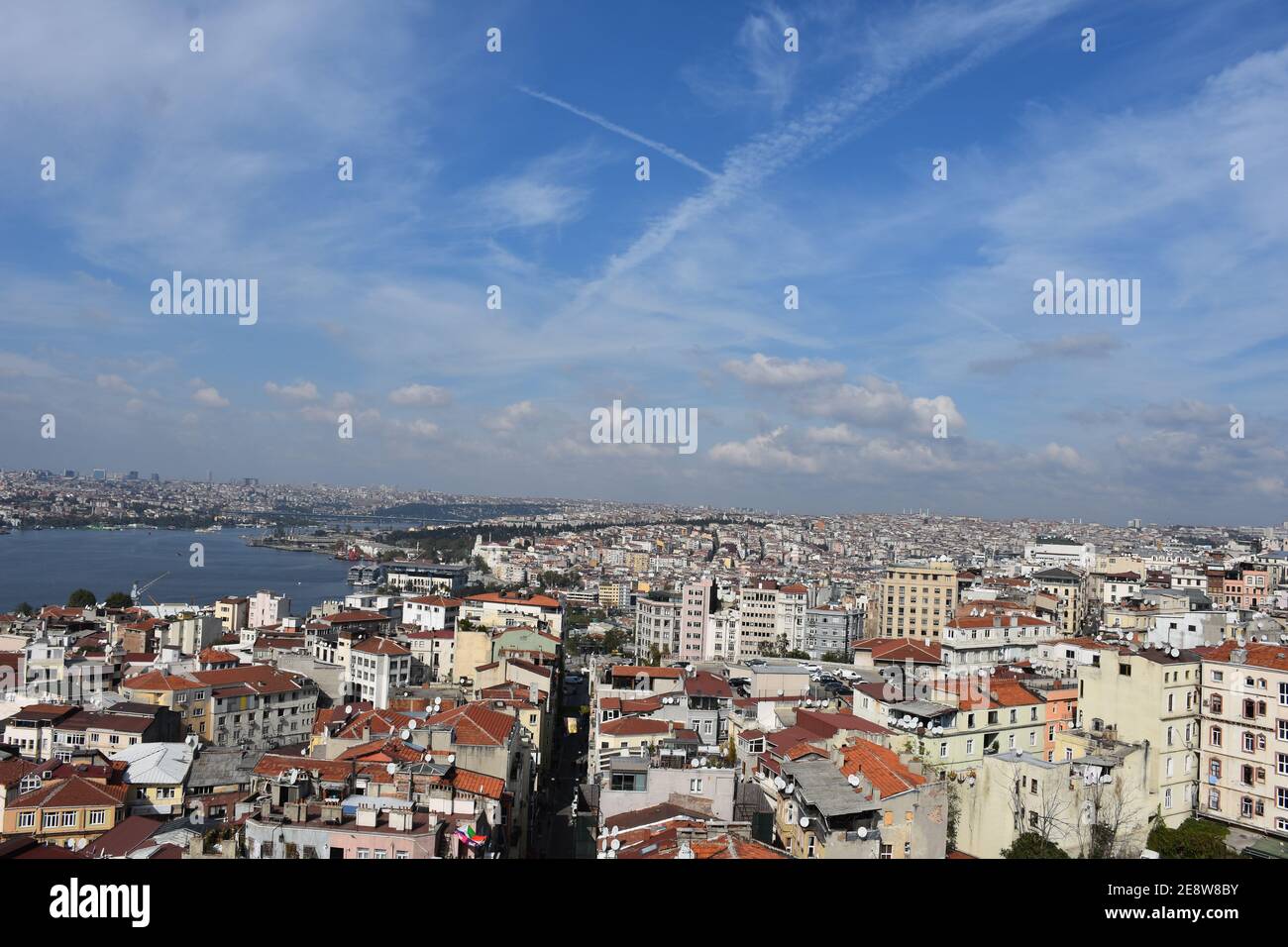 A beautiful panoramic view of Istanbul from Galata Tower in Istanbul City, Turkey Stock Photo