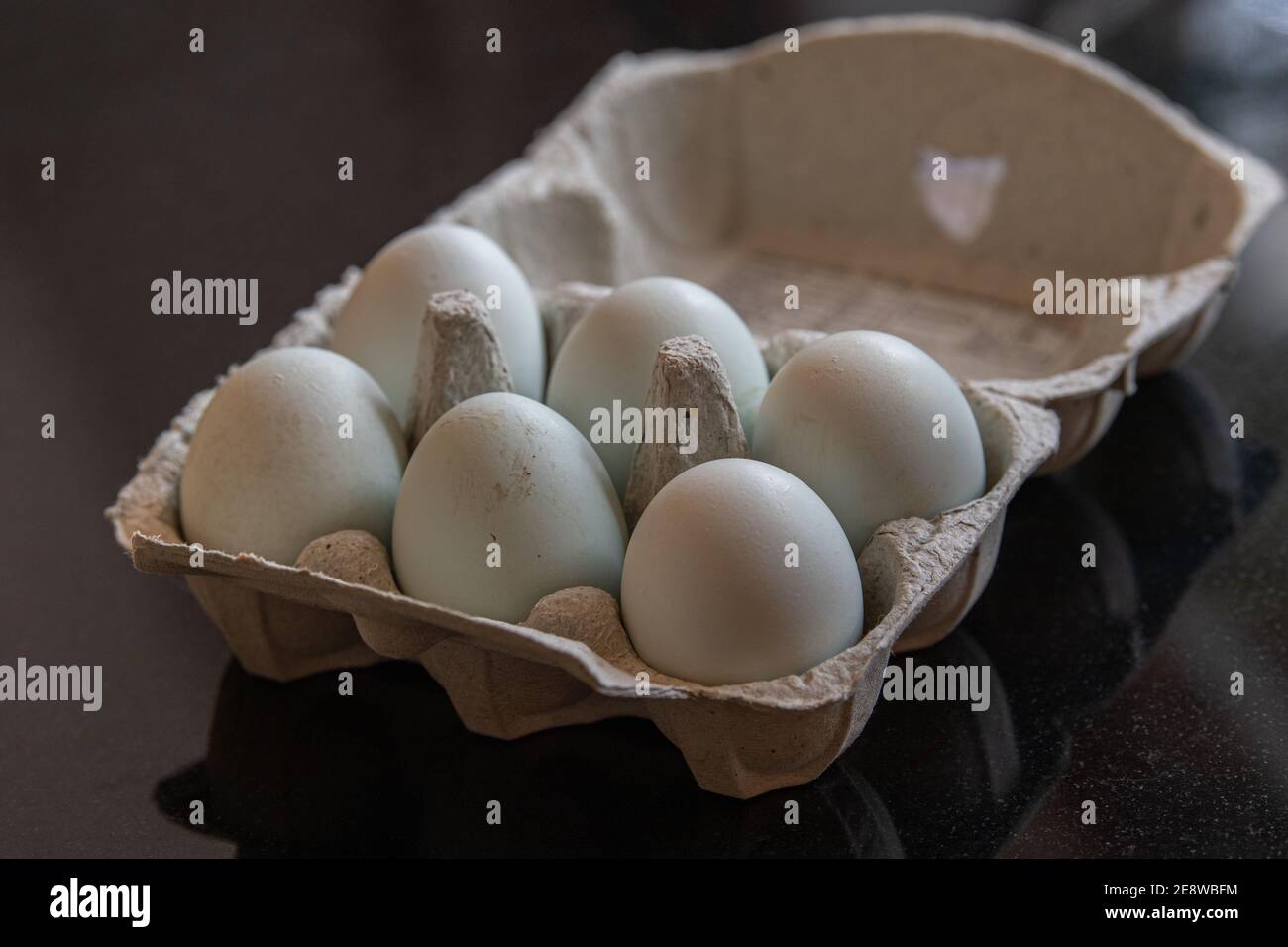 Box of six eggs Stock Photo