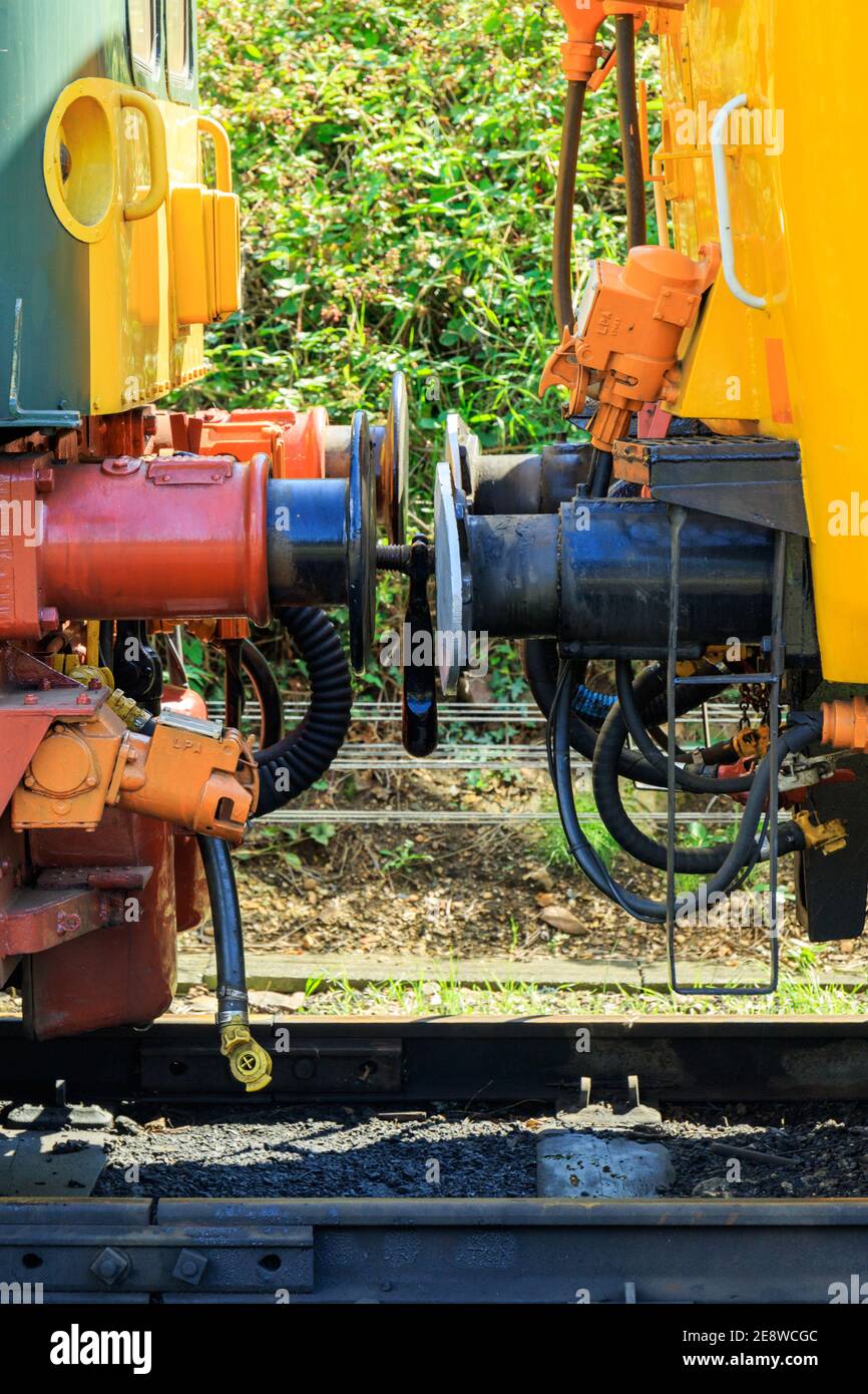 Close up of a diesel locomotive buffers Stock Photo