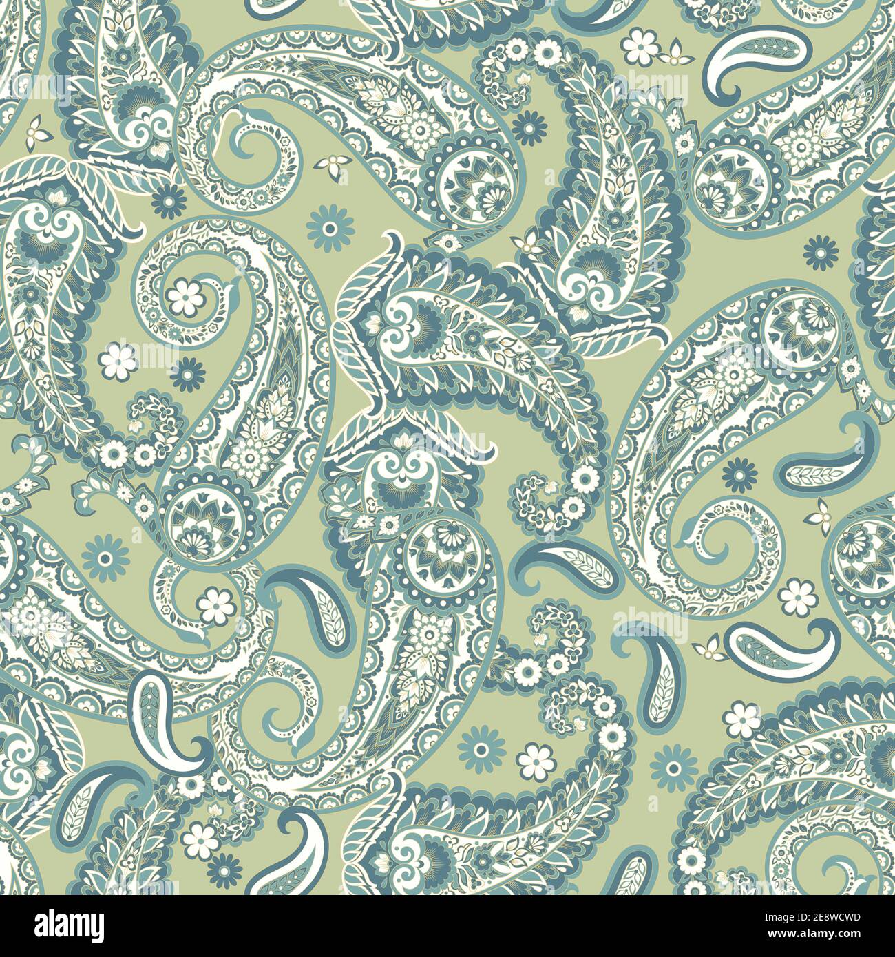 Paisley Ornamental seamless pattern. kalamkari vector fabric background Stock Vector