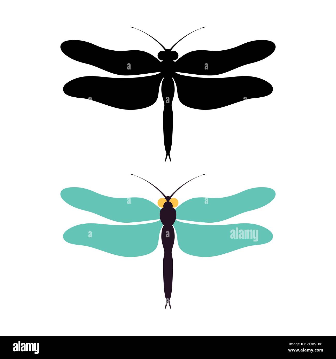 Dragonfly icon silhouette vector illustration on white isolated background. Stock Vector