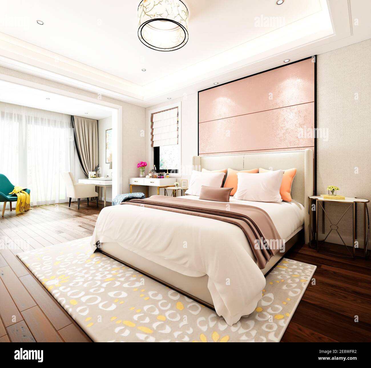 3d render of luxury hotel room Stock Photo