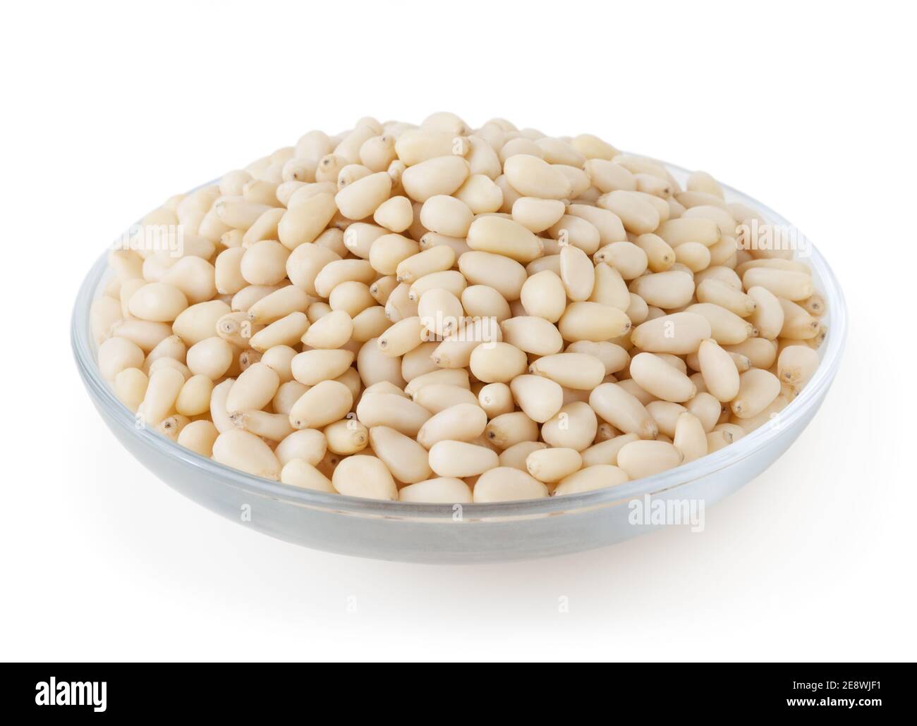 Shelled cedar pine nuts isolated on white background with clipping path