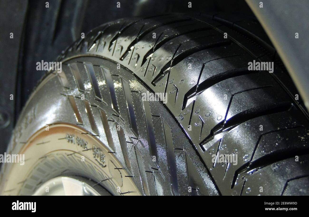 Rubber Of Car Tire After Tire Shine Treatment Stock Photo Alamy