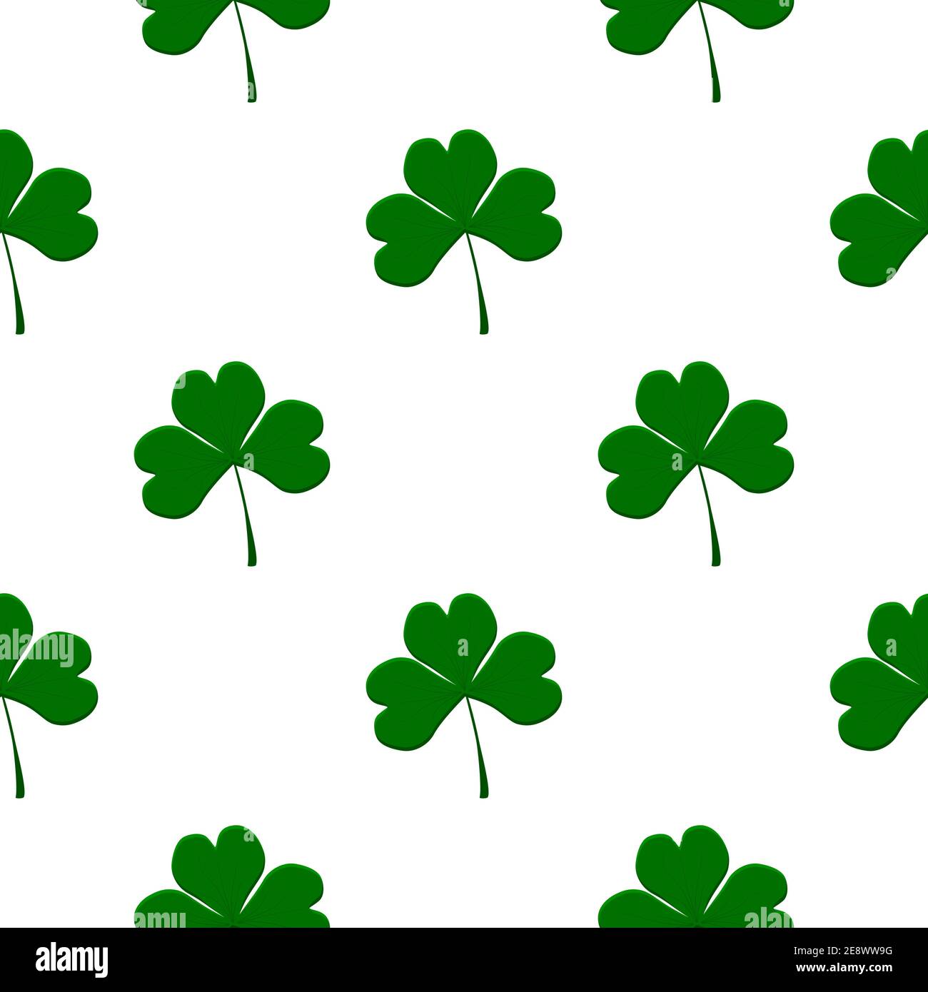 Illustration on theme Irish holiday St Patrick day, seamless green shamrock clover. Pattern St Patrick day consisting of many identical shamrock clove Stock Vector