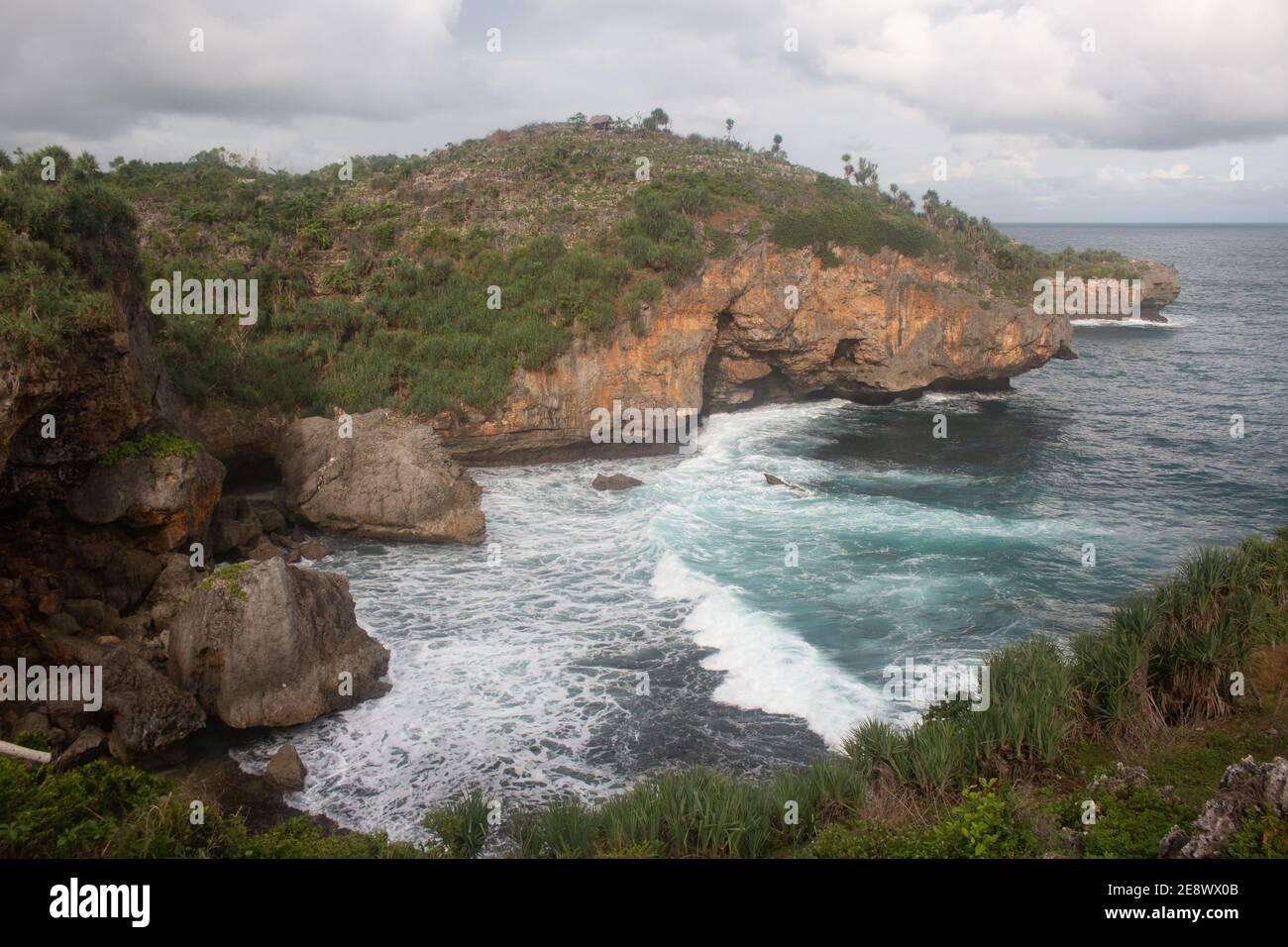 View from the hill edge on Midodaren beach east in high angle vi Stock Photo