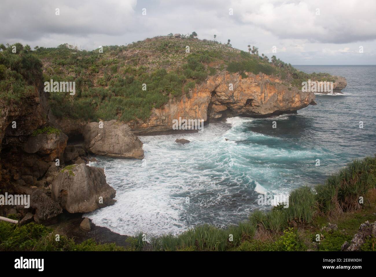 View from the hill edge on Midodaren beach east in high angle vi Stock Photo