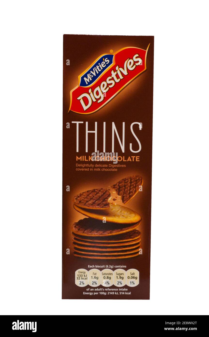 Packet Of McVities Digestives Milk Chocolate Thins Biscuits Stock Photo