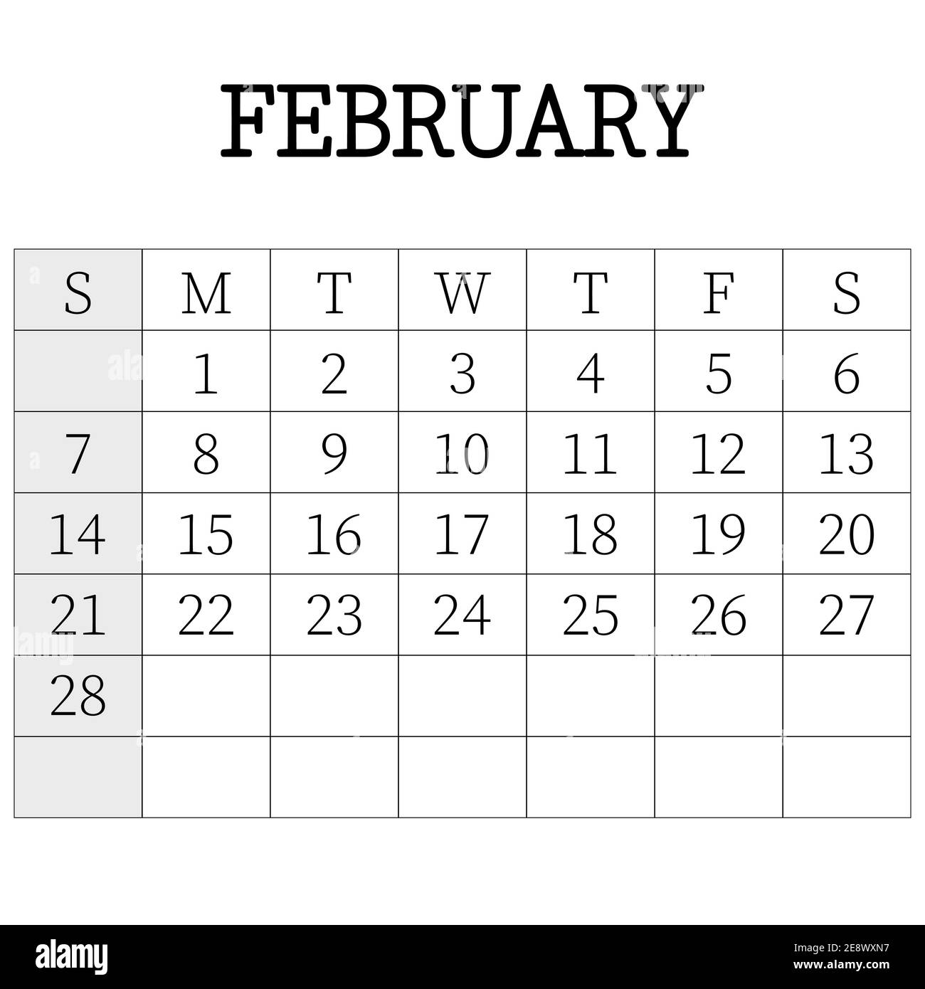 Printable february online 2021 calendar