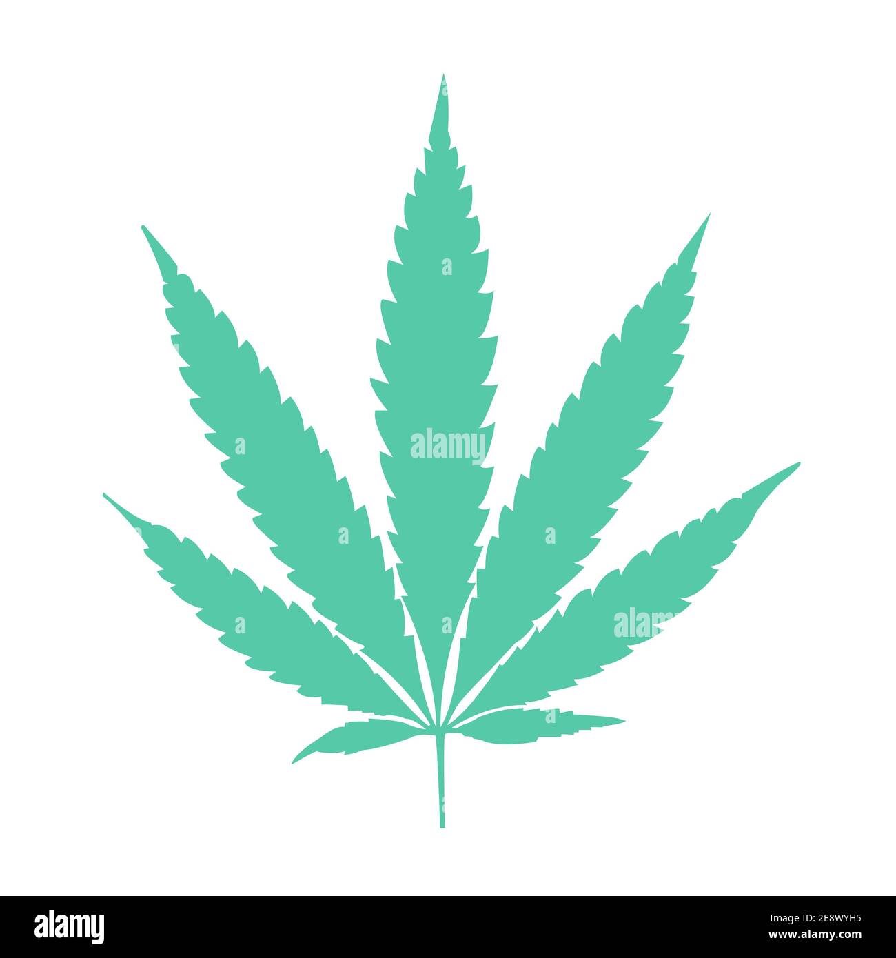 White cannabis leaf illustration on white background Stock Photo