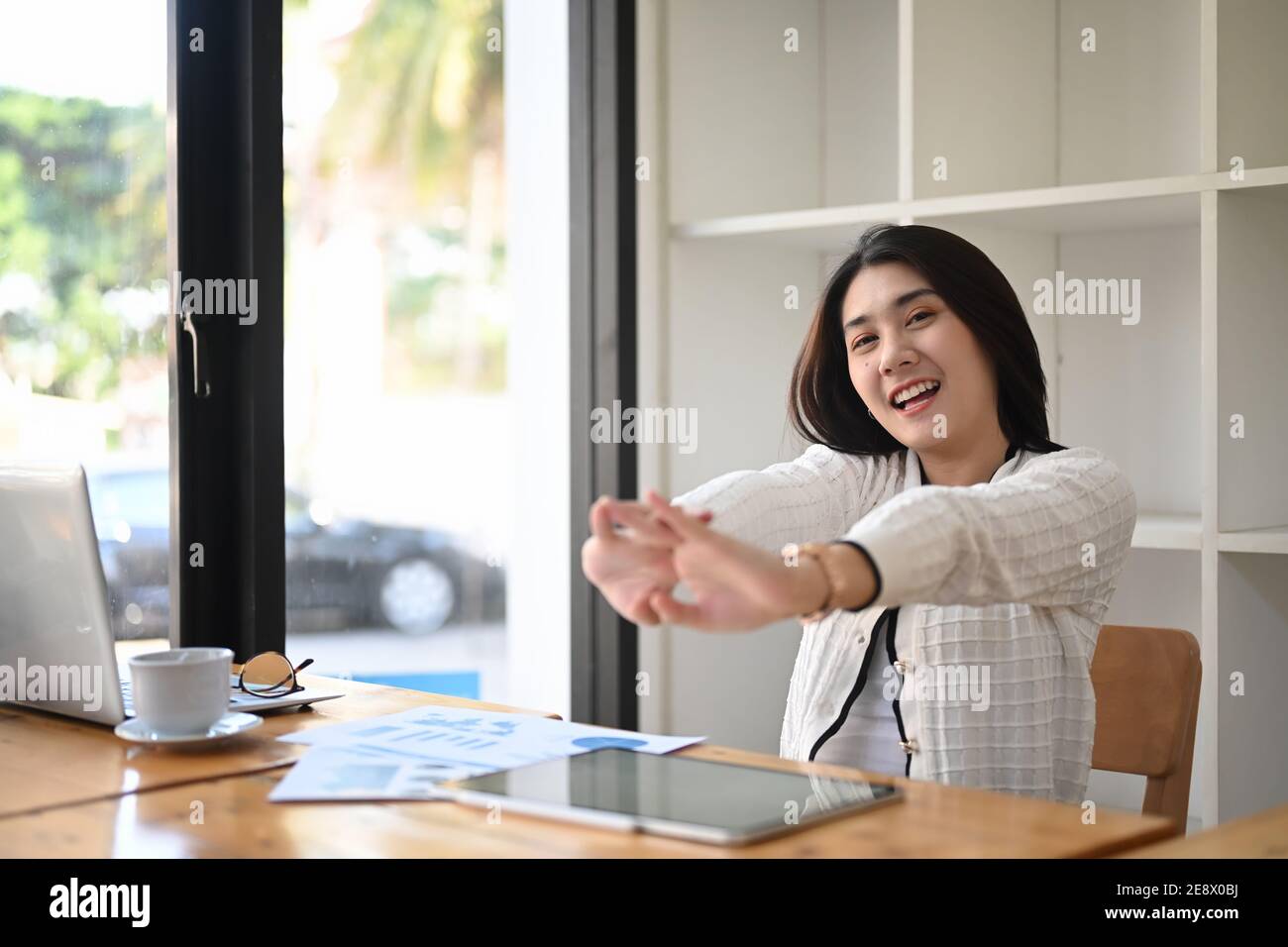 Tired woman taking break during hi-res stock photography and images - Alamy