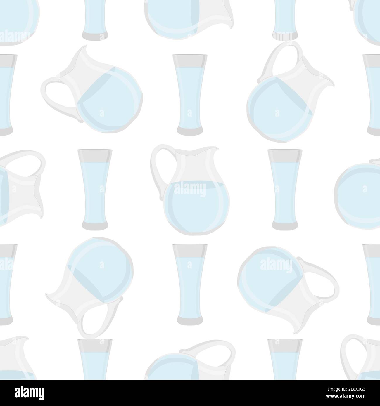 Fresh water in jar and glass on white background Vector Image