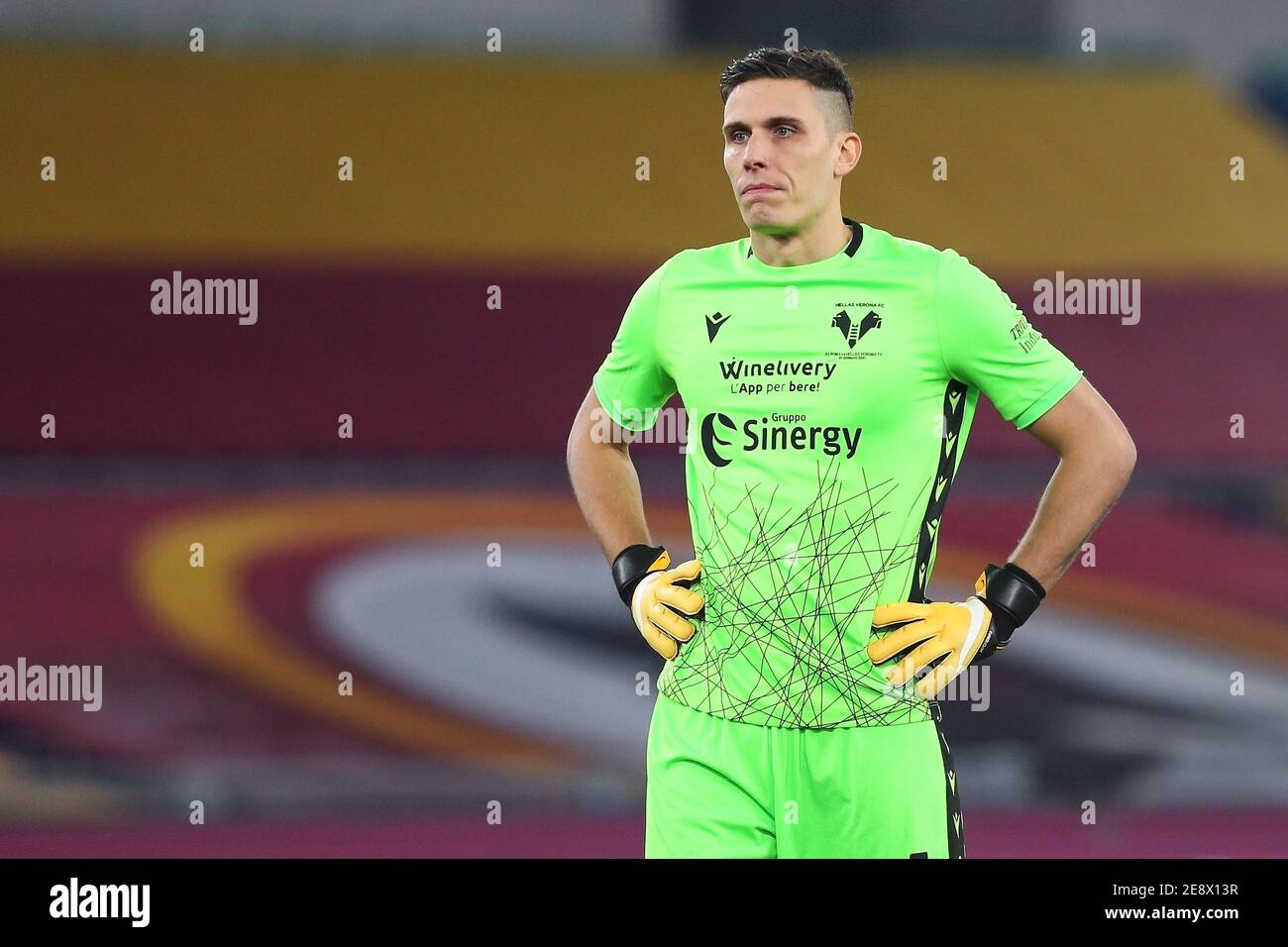 Marco Silvestri goalkeeper of Hellas Verona reacts during the Italian  championship Serie A football match between AS Roma and Hellas Verona on  January 31, 2021 at Stadio Olimpico in Rome, Italy -