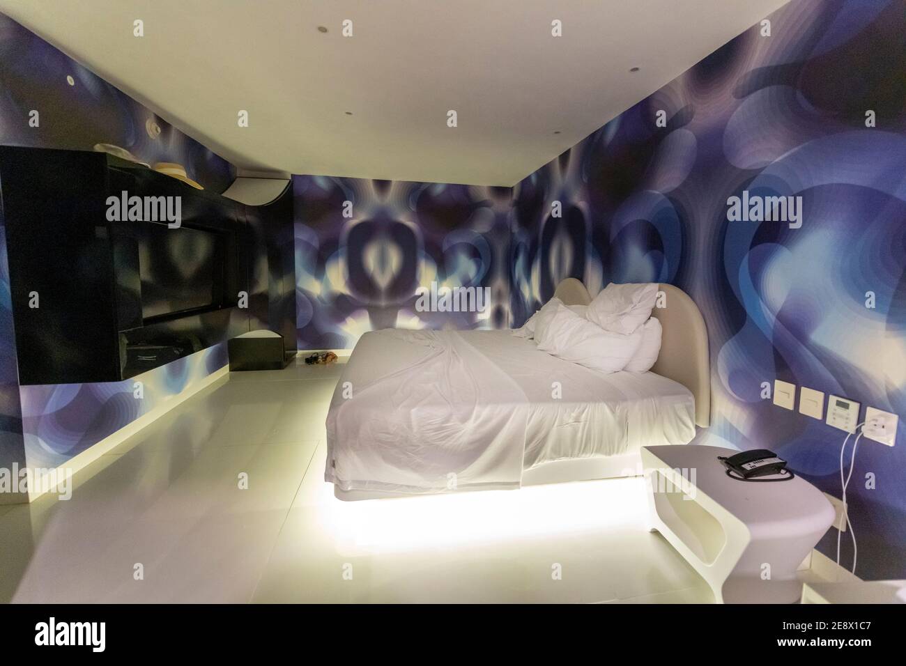 Undone hotel bed Stock Photo Alamy