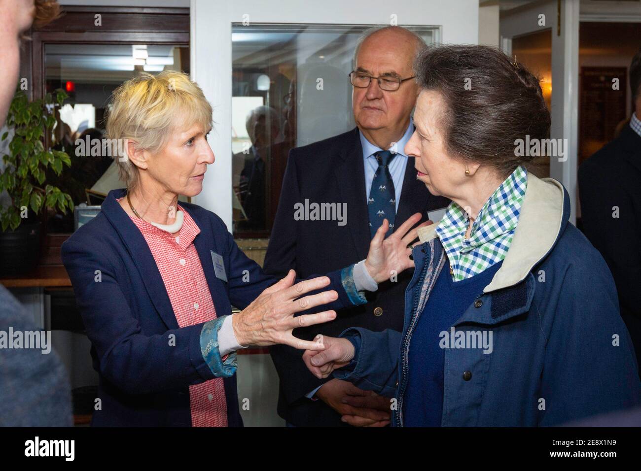 HRH The Princess Royal pictured talking to Lady Pippa Blake (left) during her visit to Emsworth Sailing Club. The visit was arranged to mark clubÕs ce Stock Photo