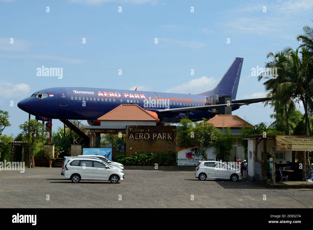 KERAMAS AERO PARK, Bali , Indonesia. This abandoned airplane is now a restaurant with sea view and cheap beer. Stock Photo