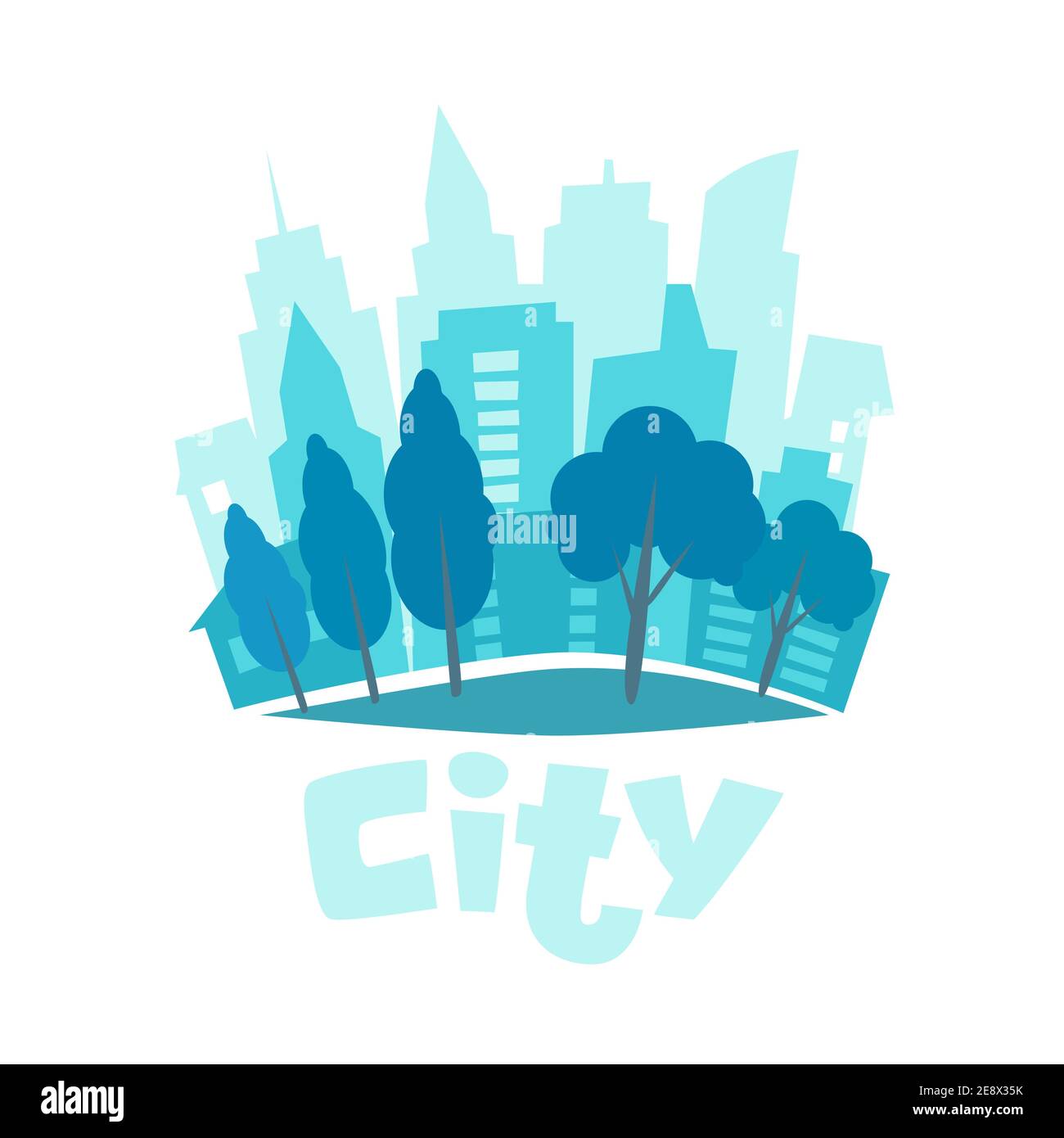Urban Landscape In Flat Style City Skyline Vector Illustration Blue City Silhouette Icon Urban Life City Background Stock Vector Image Art Alamy