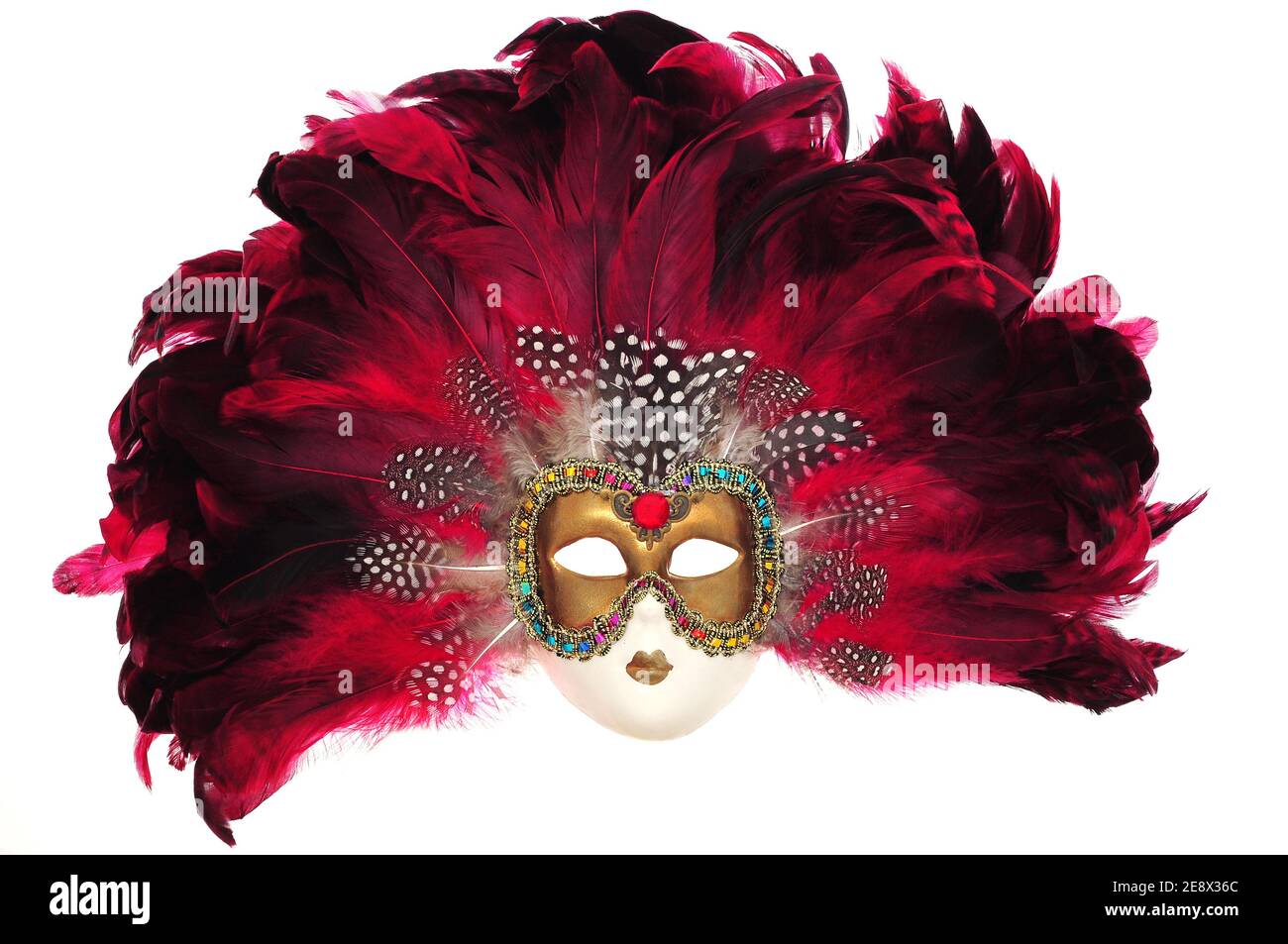 Red carnival mask with feathers Stock Photo