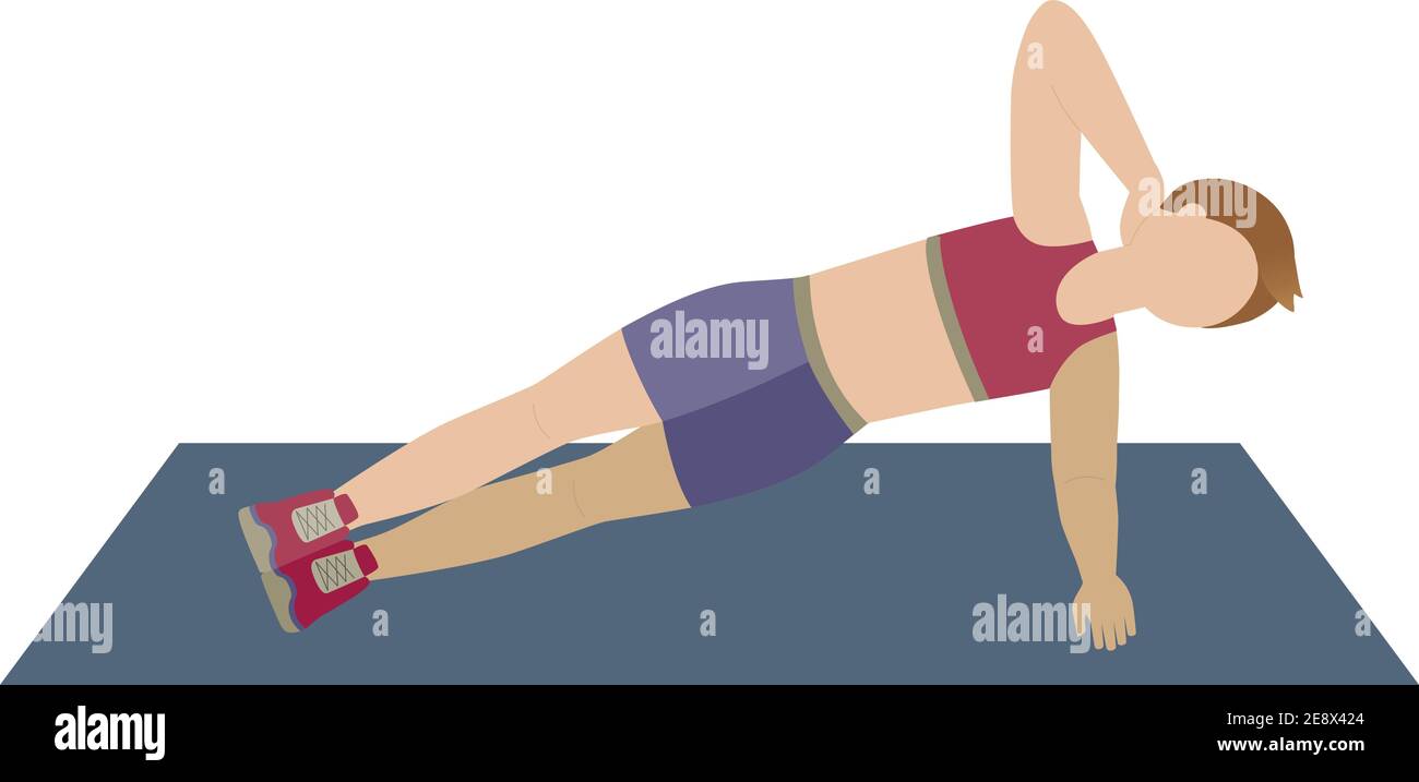 Woman doing side plank - illustration Stock Vector Image & Art - Alamy