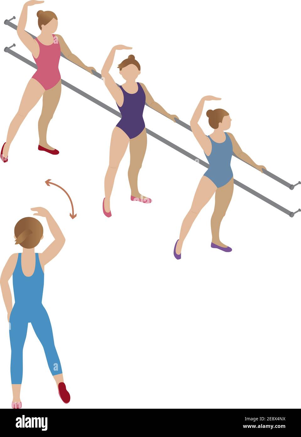 Women doing ballet exercises - illustration Stock Vector Image & Art ...