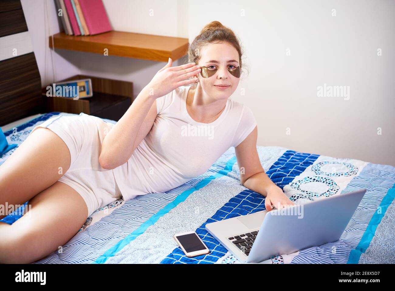 Woman studying from home Stock Photo