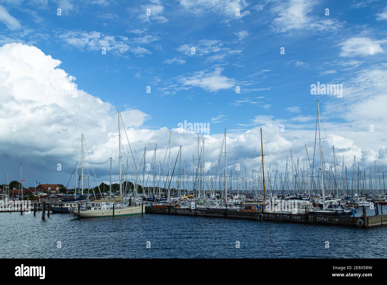 Sailboats, Schleifjord, Schlei, water, baltic sea, toristicboat, Schleimuende, clouds, port, tourismus region, sunny day, landscape, seascape Stock Photo