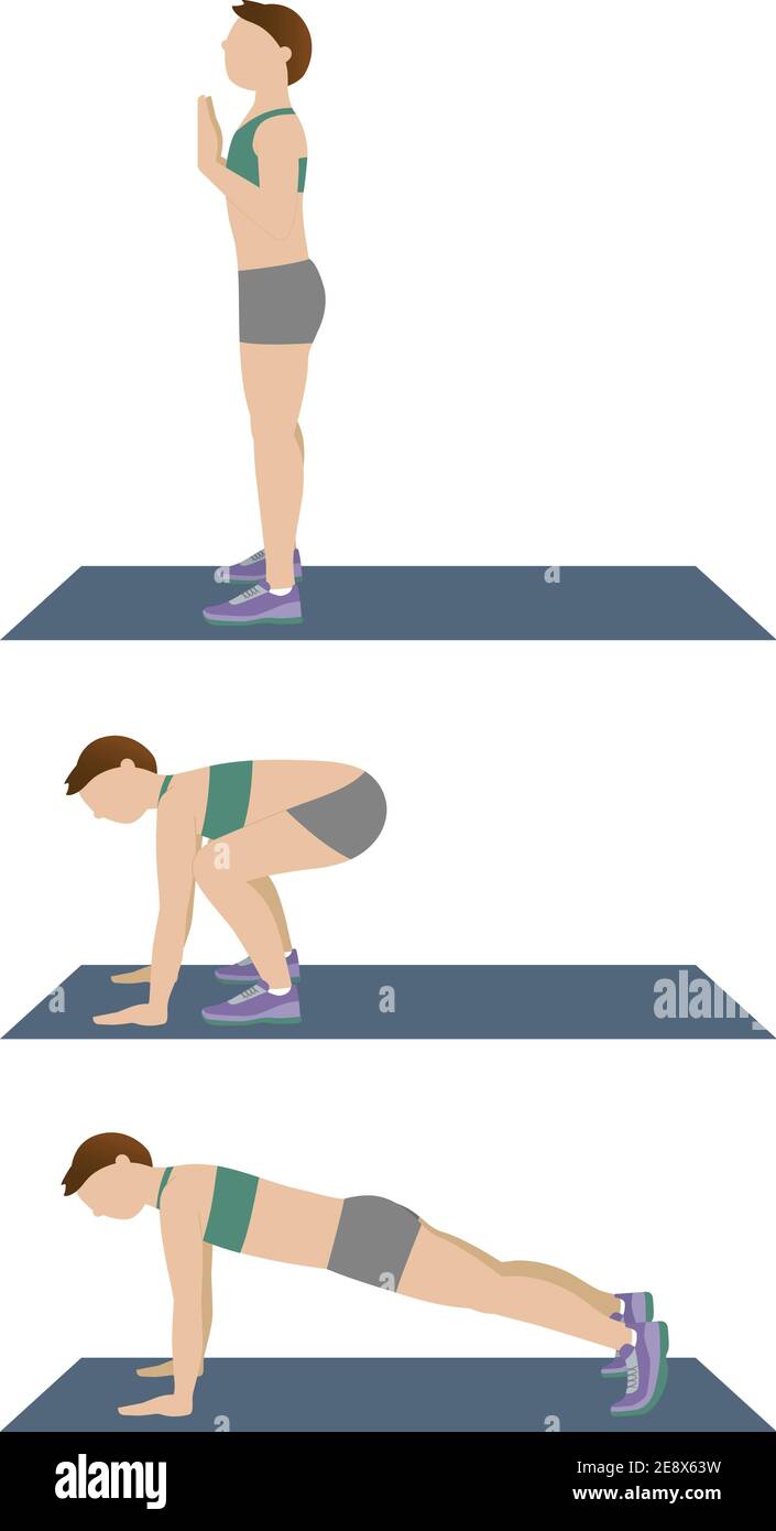 Woman Doing Half burpee Illustration Stock Vector Image Art Alamy