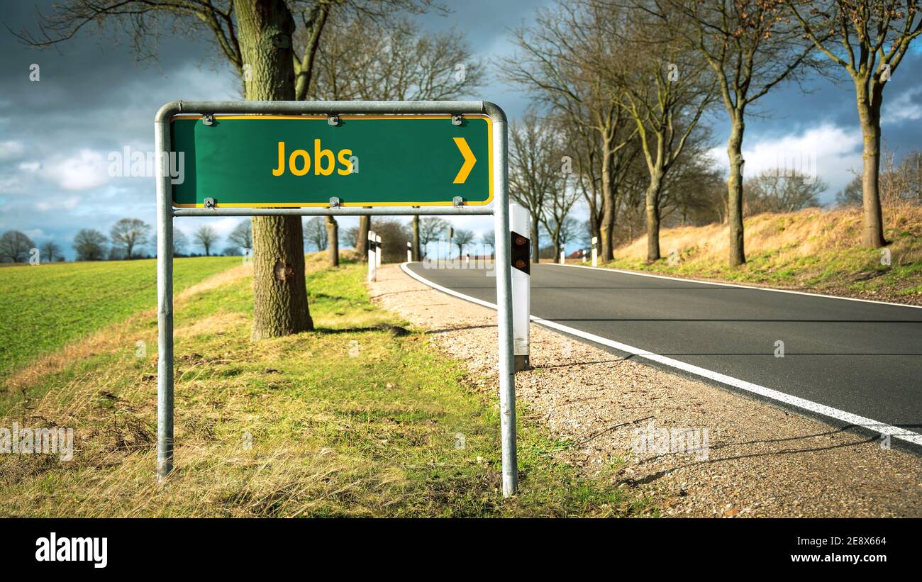 Street Sign the Direction Way to Jobs Stock Photo - Alamy