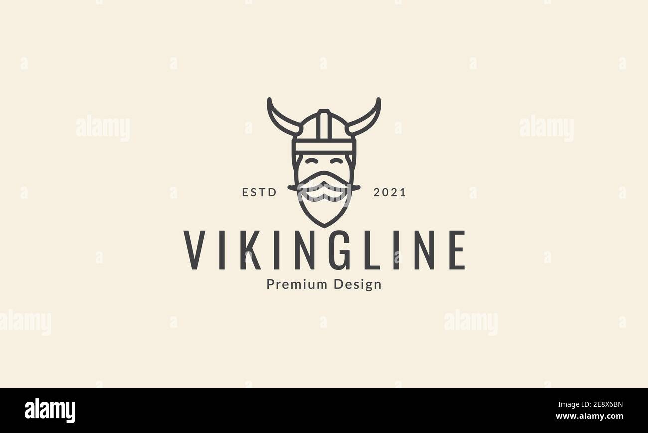 cute head viking line logo symbol icon vector graphic design illustration Stock Vector