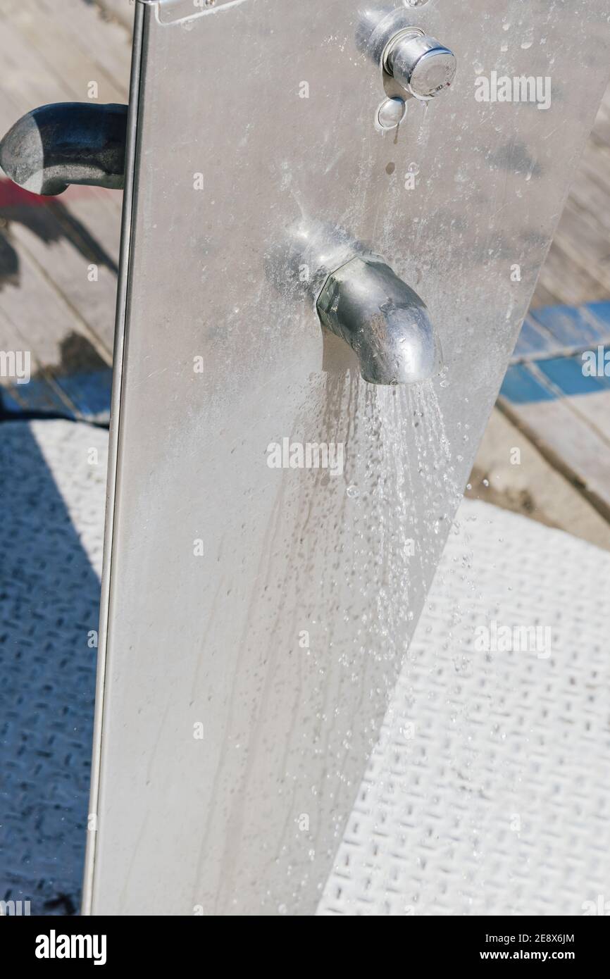 Tap to wash feet by the beach at La Manga del Mar Menor, Cartagena, San