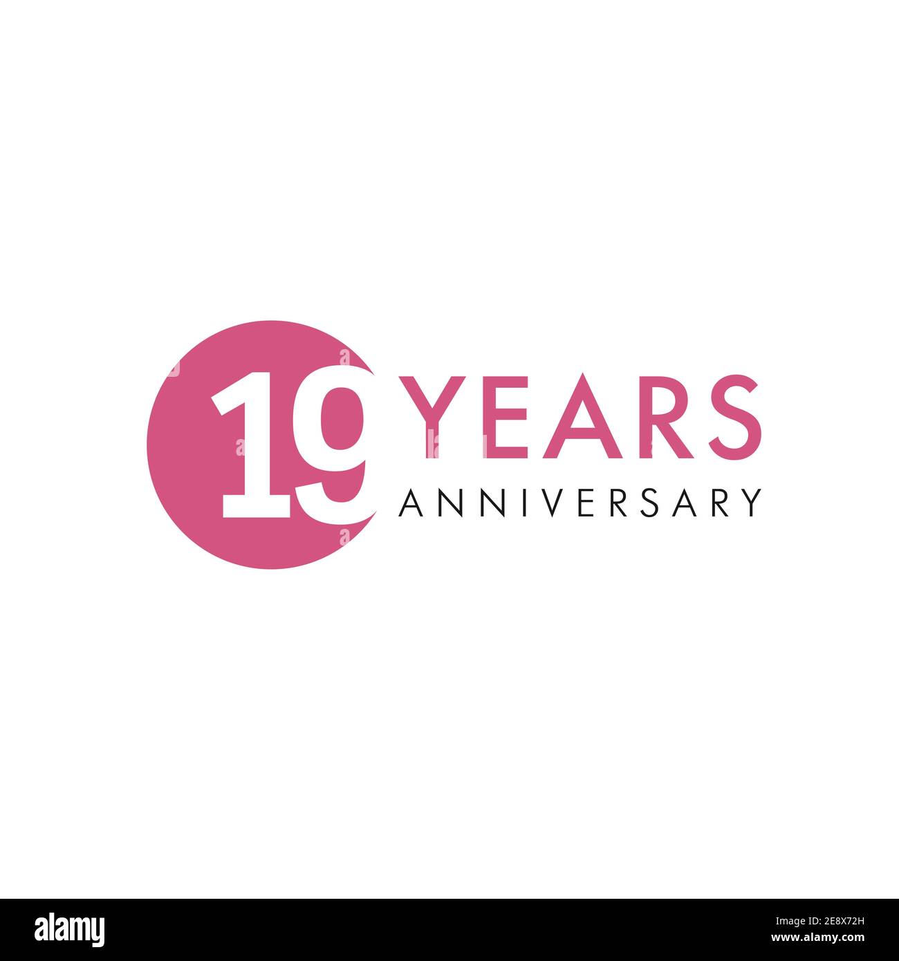 19 th anniversary numbers. 19 years old creative congrats. Cute congratulation concept. Isolated abstract graphic design template. Red digits Stock Vector