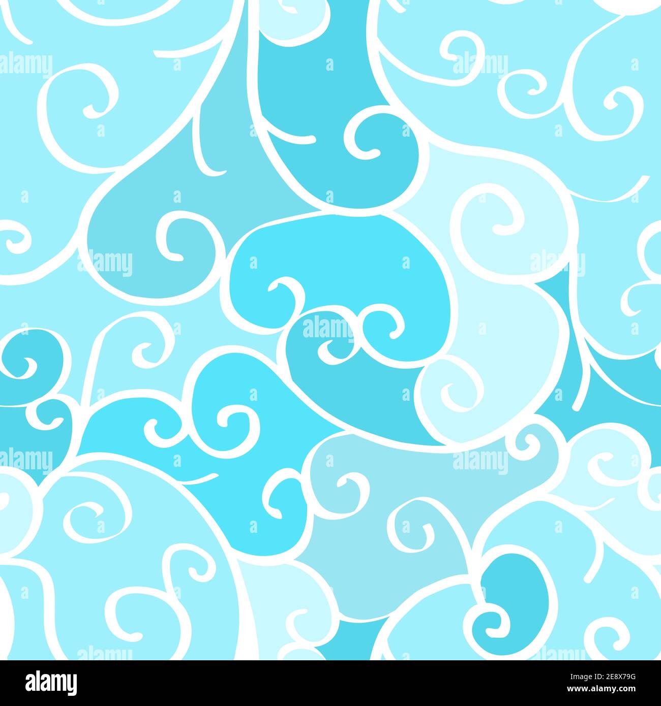 Blue seamless pattern with swirls Stock Vector