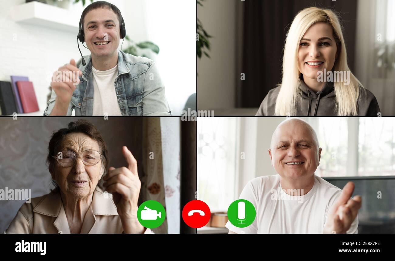 Family multi generational using conference application for meeting ...