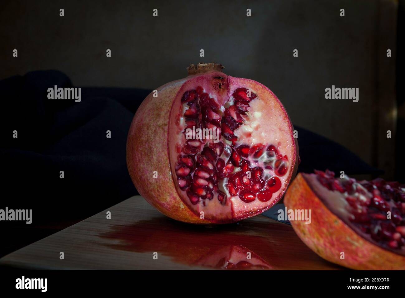 Pomegranate cut open Stock Photo