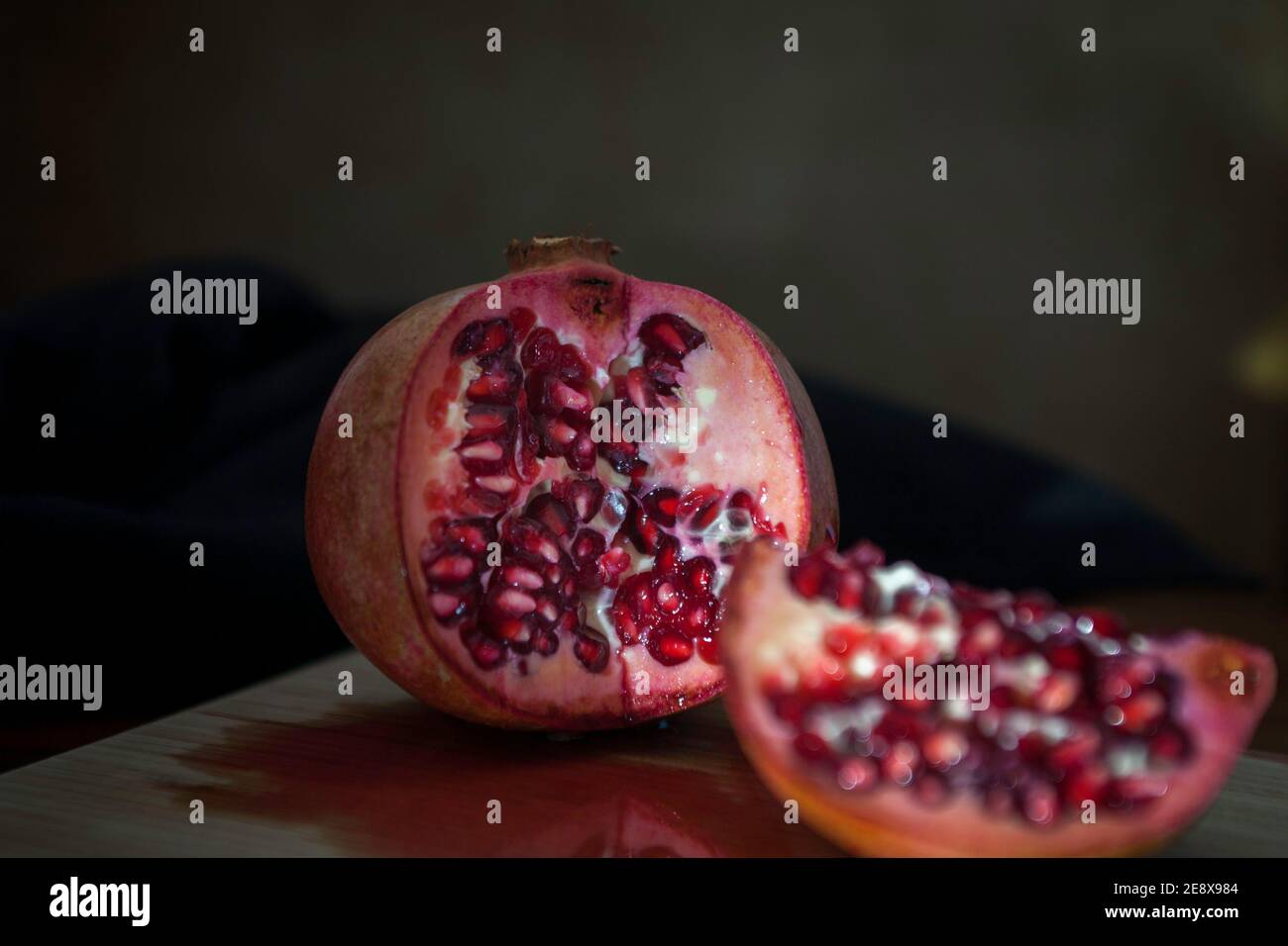 Pomegranate cut open Stock Photo
