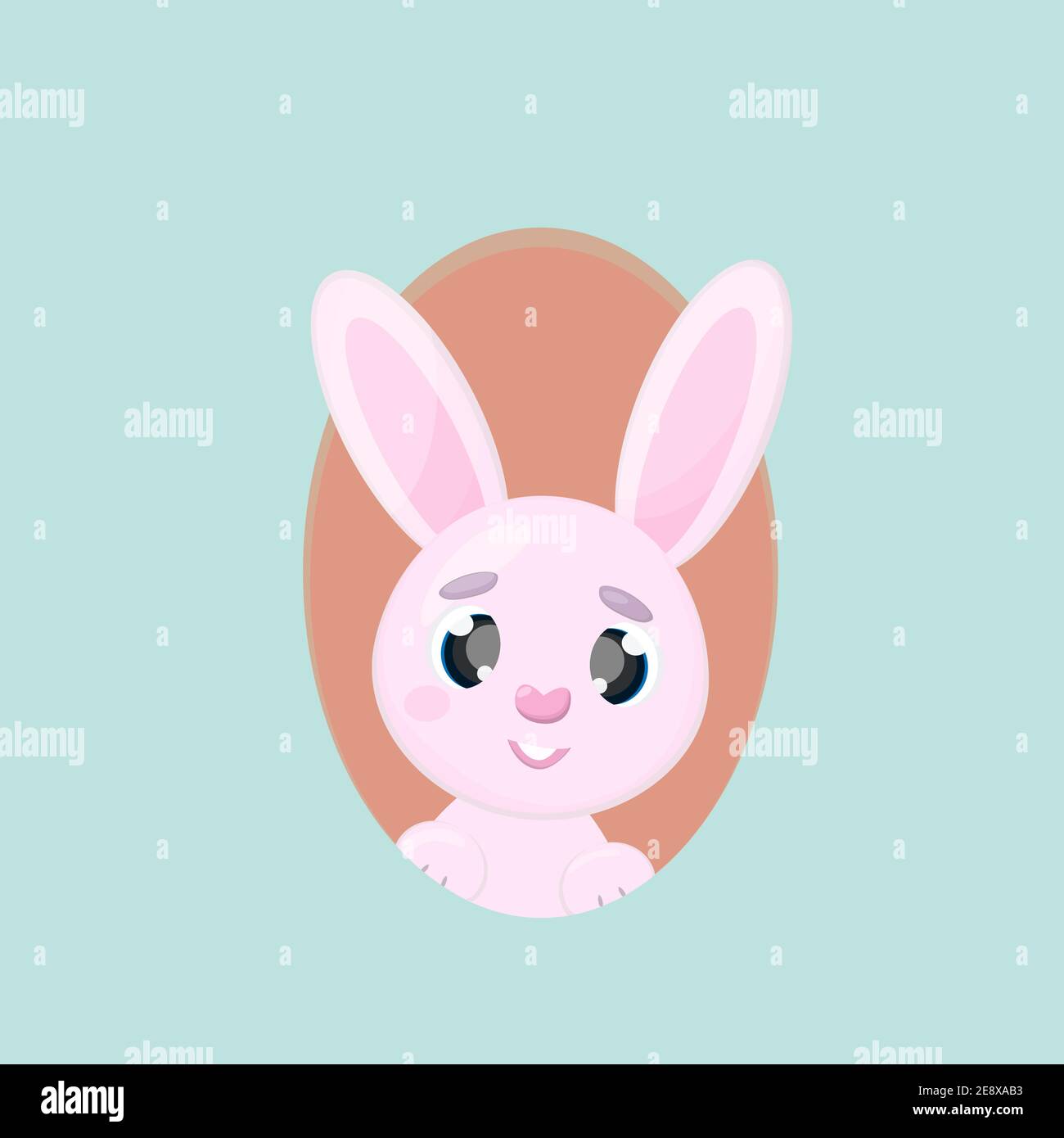 Easter cute bunny in the Easter egg Isolated vector illustrations on blue background Stock Vector