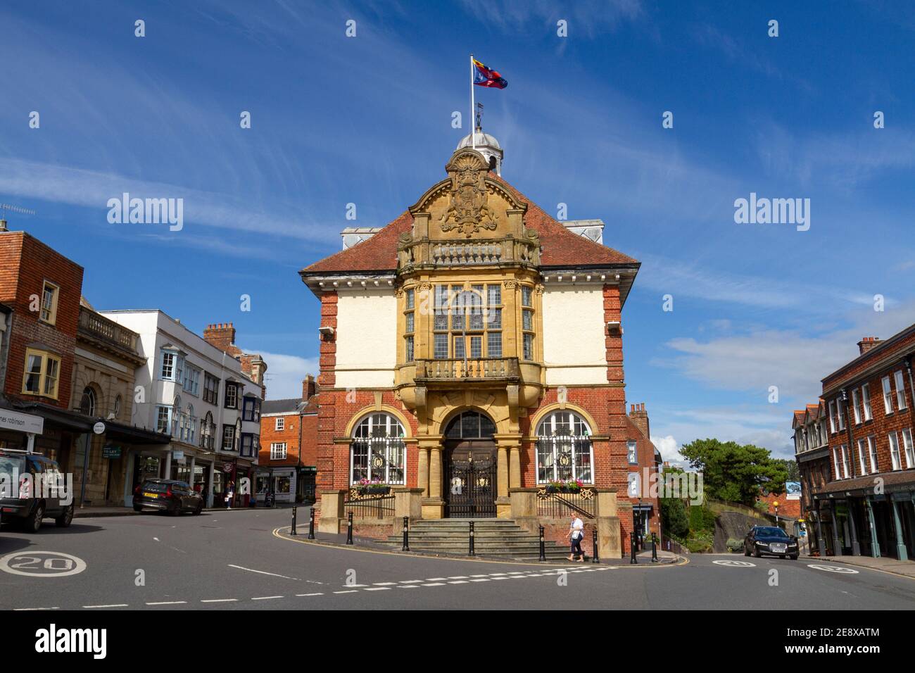 Marlborough Town Hall in the market town of Marlborough, Wiltshire, UK. Stock Photo