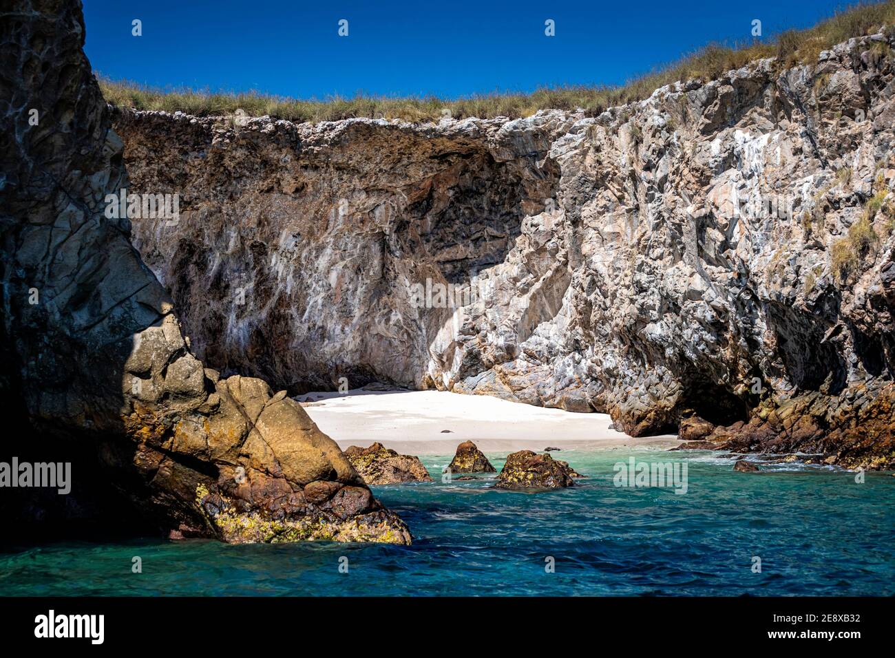 This hidden gem is called 'A Beach for Two' on the Marietas Islands off the Pacific Coast of Nayarit, Mexico. Stock Photo