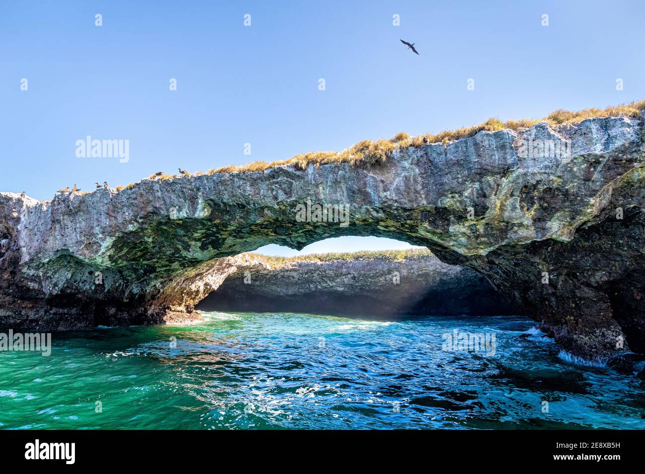 Archway to a hidden cove of the Marietas Islands off the Pacific Coast of Nayarit, Mexico. Stock Photo