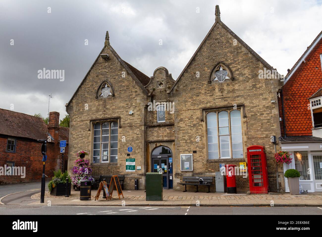 Marlborough Library, formerly St Peters School (where Eglantyne Jebb, founder of Save the Children Fund taught) High St, Marlborough, Wiltshire, UK. Stock Photo