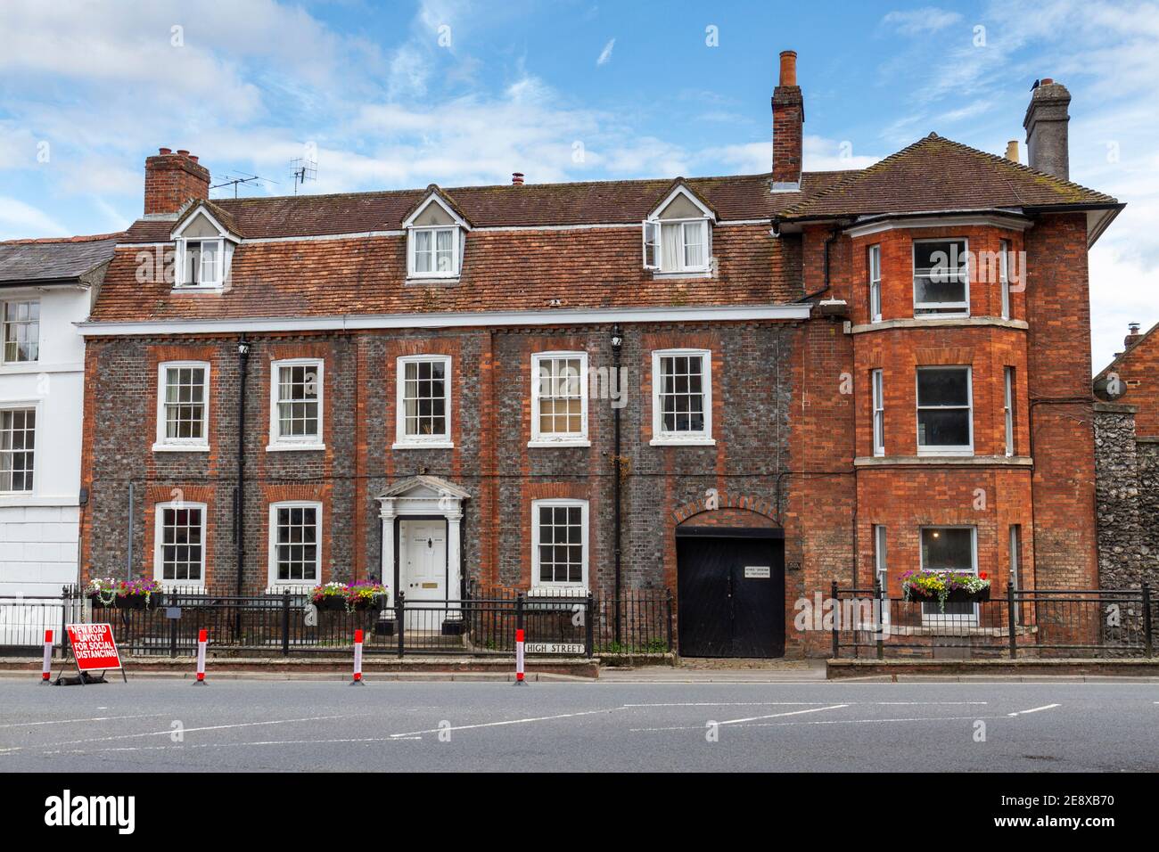 Wykeham House (1761) on the High Street in the market town of Marlborough, Wiltshire, UK. Stock Photo