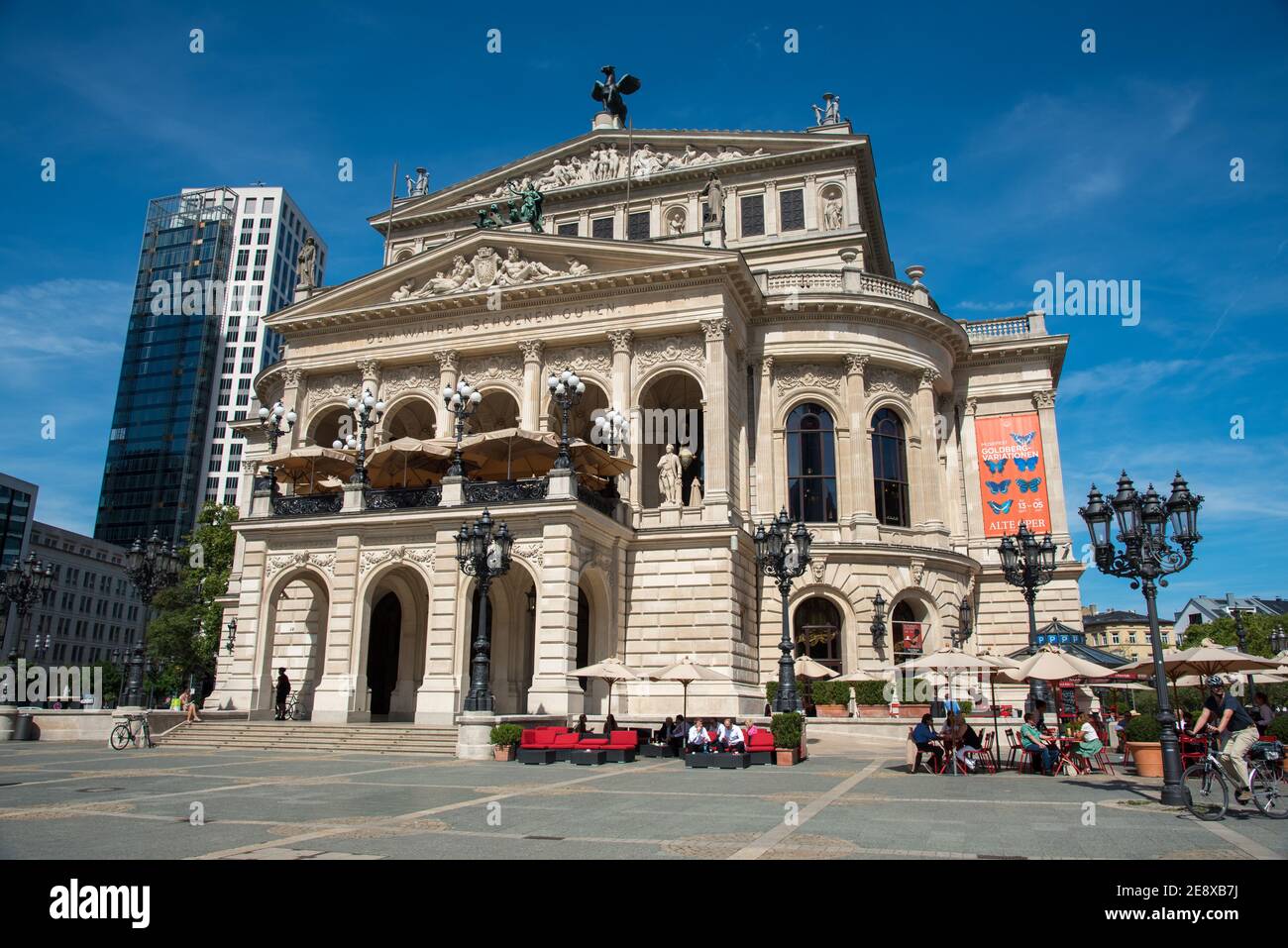 Alter oper or opera square with people moving around in Frankfu Stock Photo