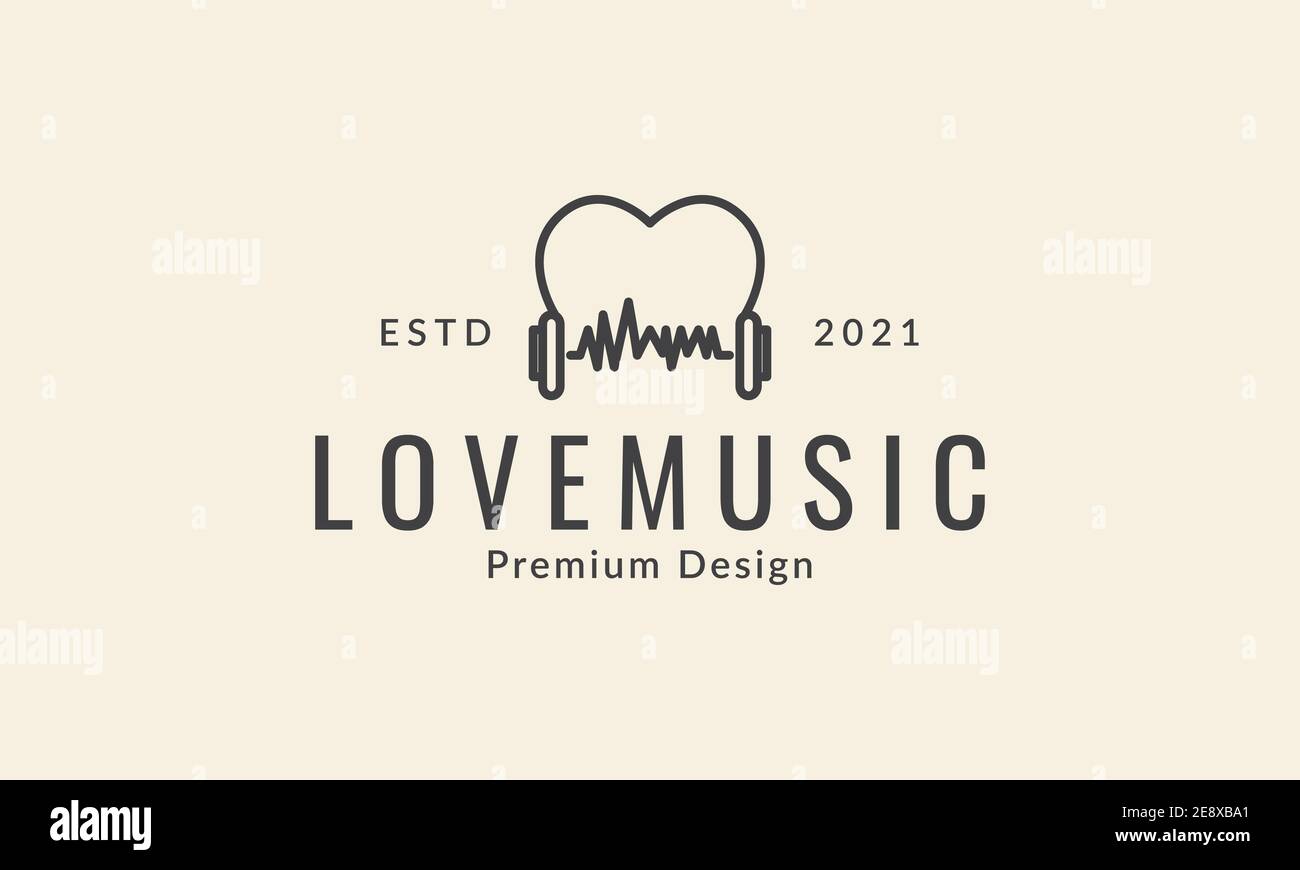 Download heart or love line with headphone music logo symbol icon ...