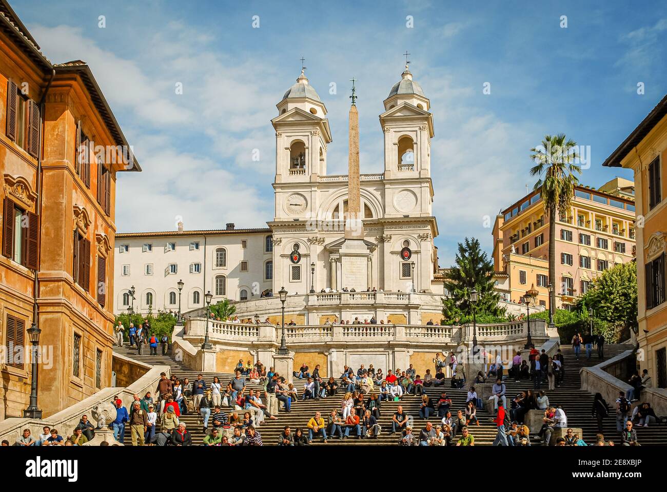 Piazza di Spagna and Trinita dei Monti church, Rome, Italy Stock Photo ...