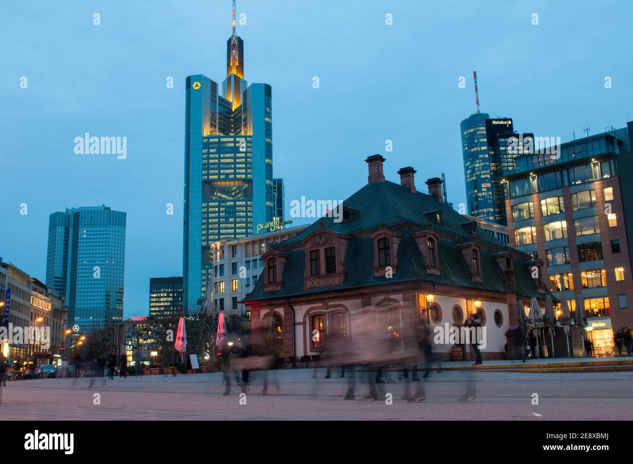 Hauptwache plaza Frankfurt am Main plaza with people moving and shopping Stock Photo