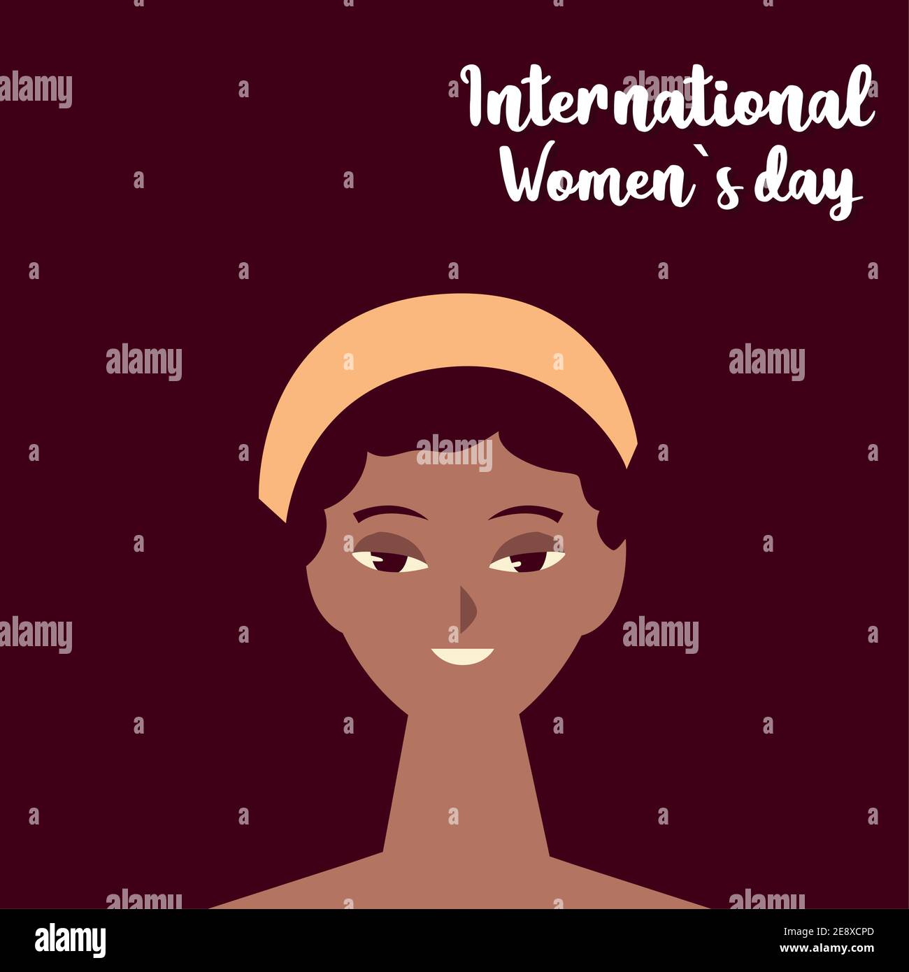 womens day, beauty afro woman with flower in hair in cartoon style