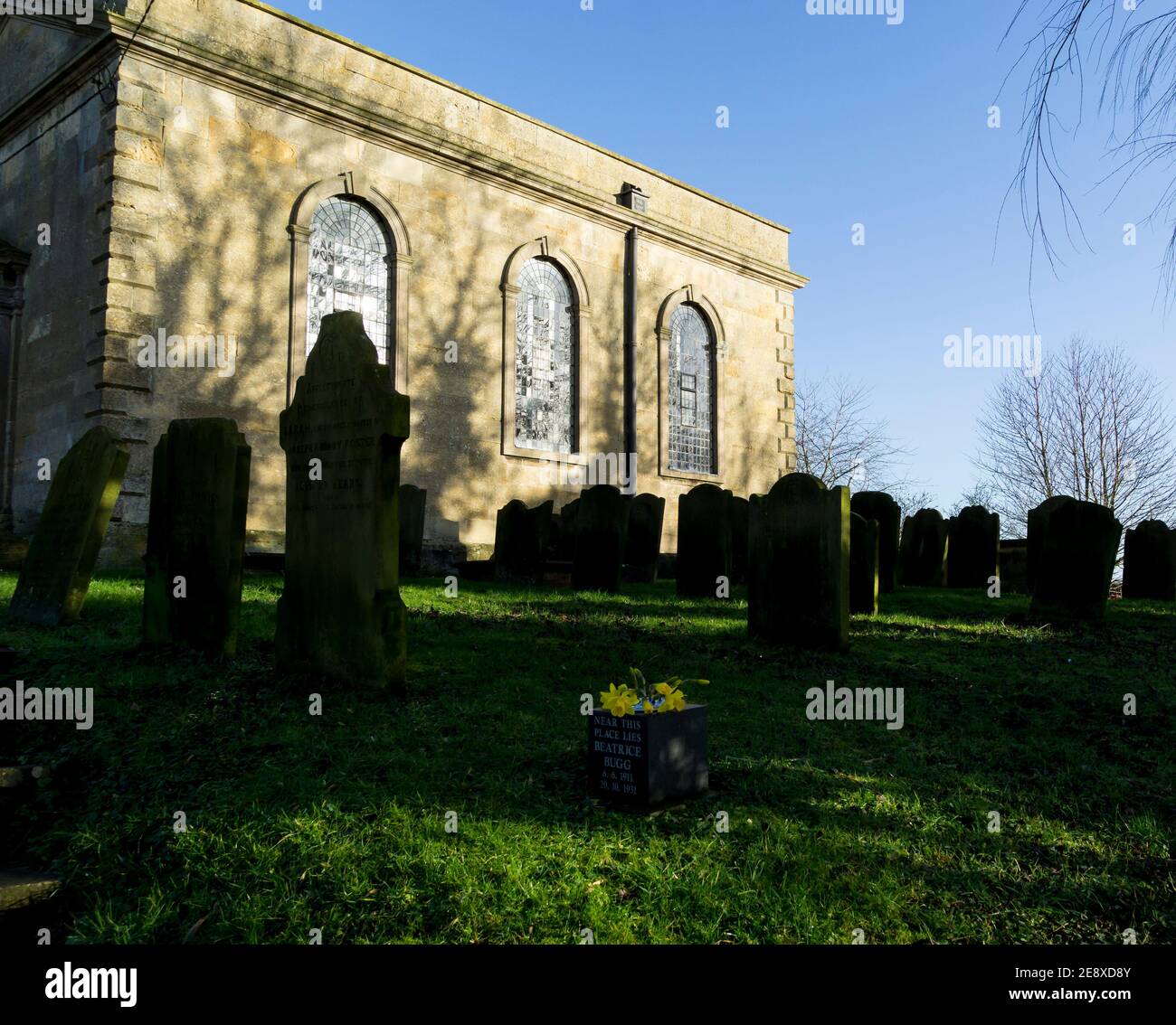 Headstones in churchyard Stock Photo