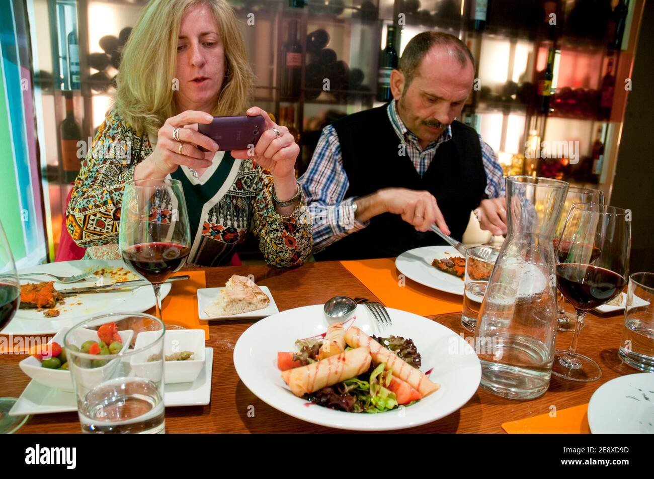 Mature couple having lunch in a restaurant. Stock Photo