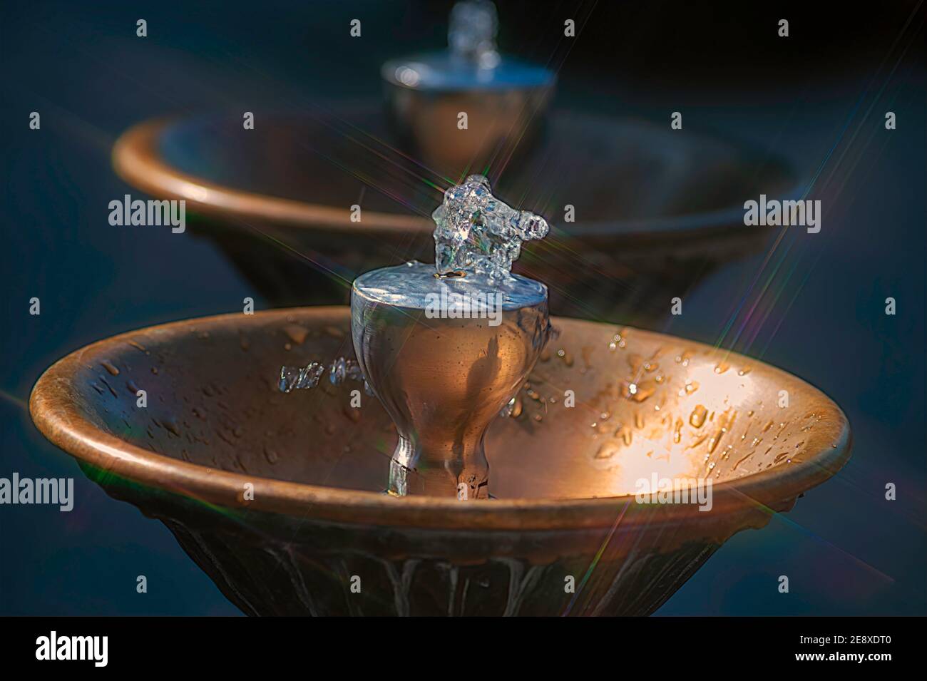 Bubbling water fountains. Stock Photo